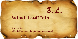 Balsai Letícia névjegykártya